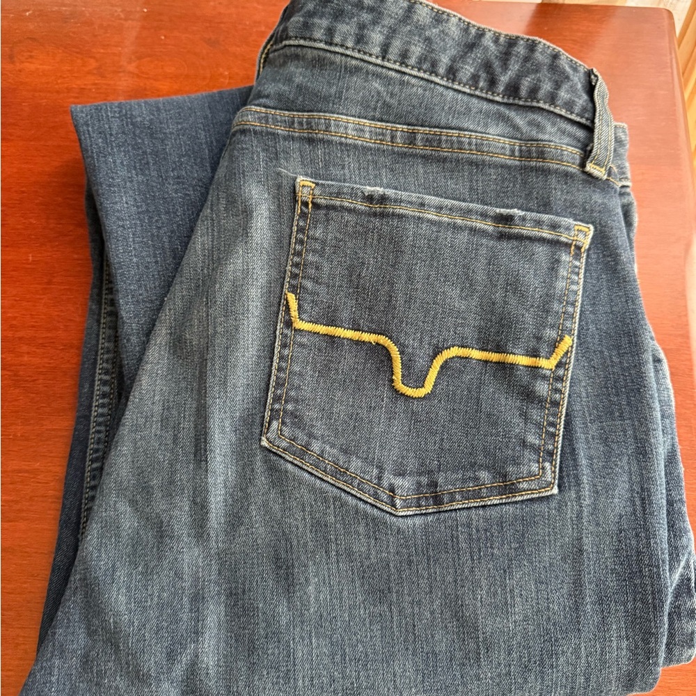 Designer Blue Jeans with Yellow Stitching
